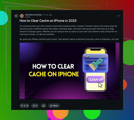 How can I clear the cache on my iPhone?