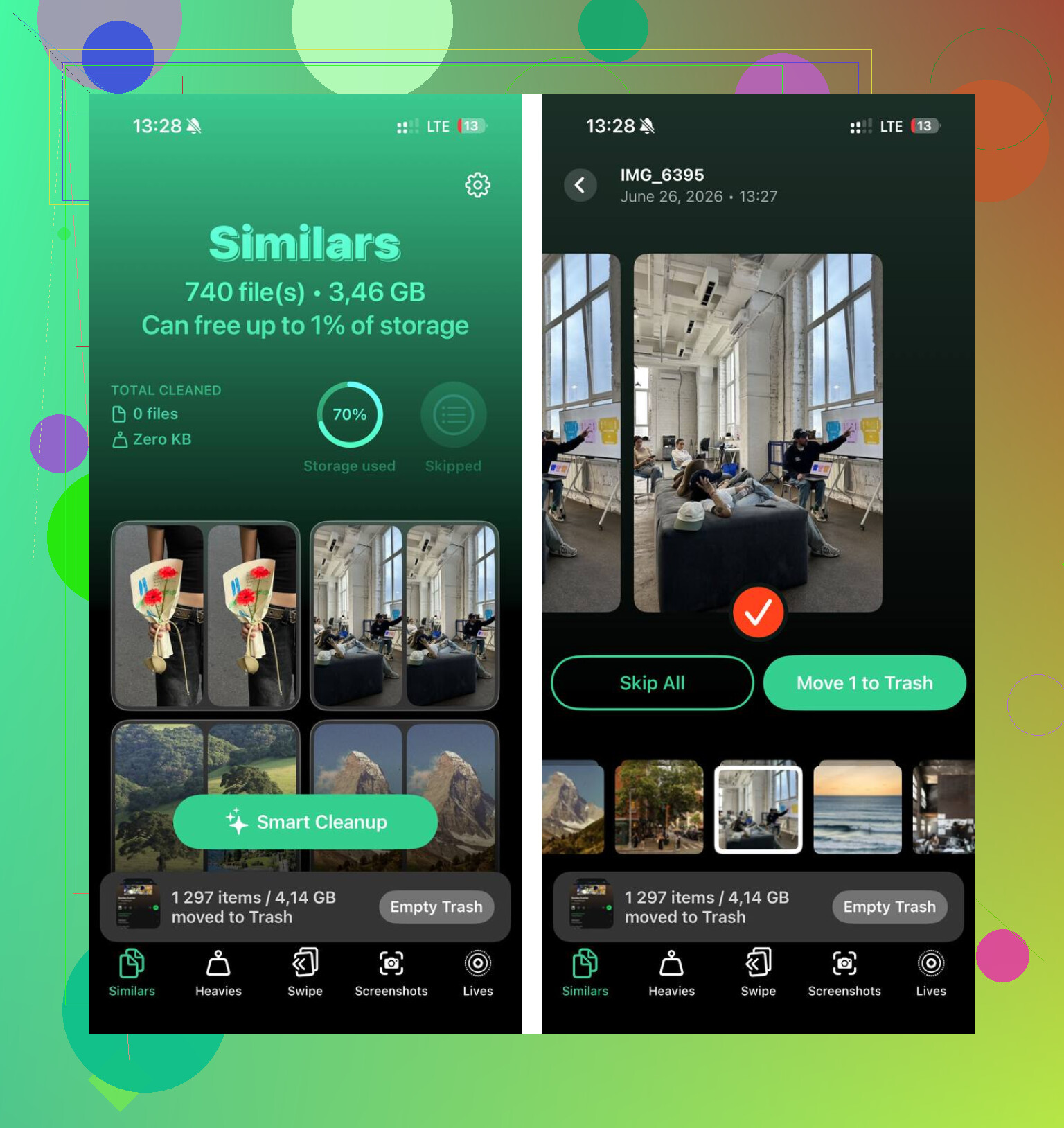 ¿Cómo comparo fotos lado a lado en iPhone sin descargar nada?